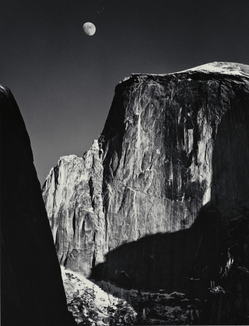 Ansel Adams Moon and Half Dome Yosemite Valley